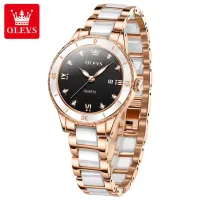 OLEVS 9985 New Watch For Women Ceramic Watchstrap Roman Scale Calendar Waterproof Luxury Elegant Quartz Women's Wristwatch